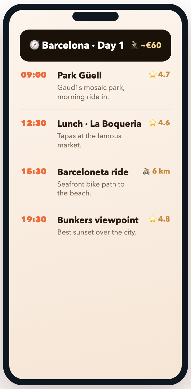 RoAmoro app screen